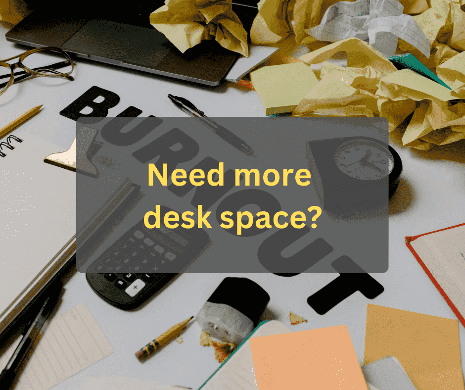Photo of cluttered desk
